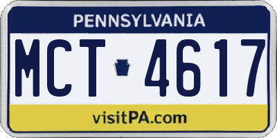 PA license plate MCT4617