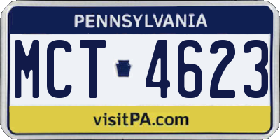 PA license plate MCT4623