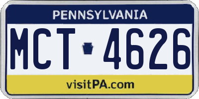 PA license plate MCT4626
