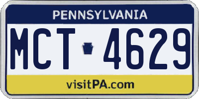 PA license plate MCT4629