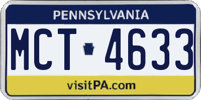 PA license plate MCT4633