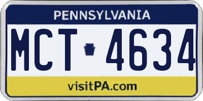 PA license plate MCT4634