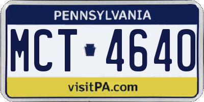 PA license plate MCT4640