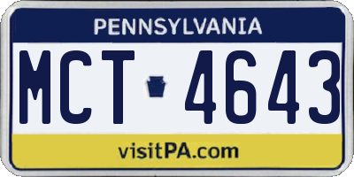 PA license plate MCT4643