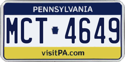 PA license plate MCT4649