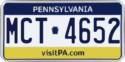 PA license plate MCT4652