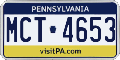 PA license plate MCT4653