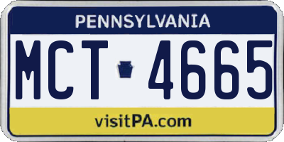 PA license plate MCT4665