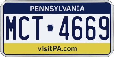 PA license plate MCT4669