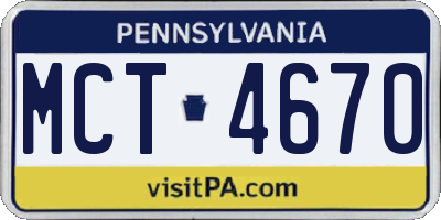 PA license plate MCT4670