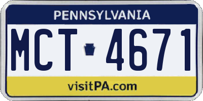 PA license plate MCT4671