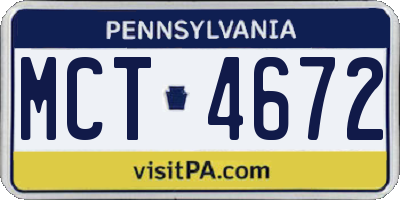 PA license plate MCT4672