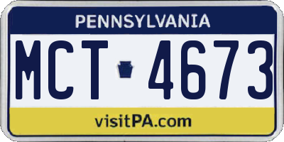 PA license plate MCT4673