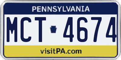 PA license plate MCT4674