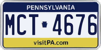 PA license plate MCT4676