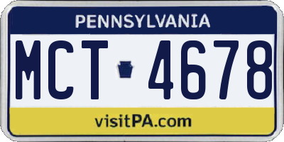 PA license plate MCT4678