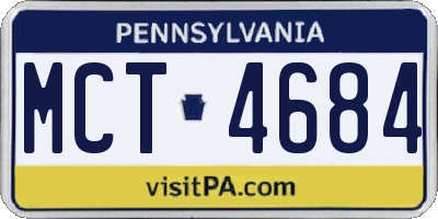 PA license plate MCT4684