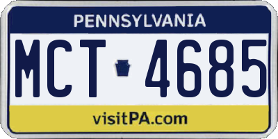 PA license plate MCT4685