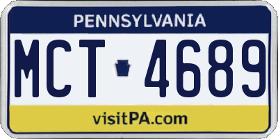 PA license plate MCT4689