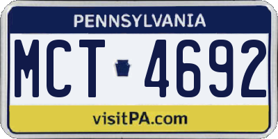 PA license plate MCT4692