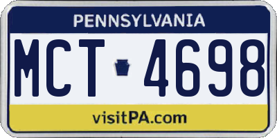 PA license plate MCT4698