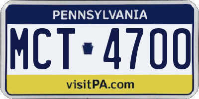 PA license plate MCT4700