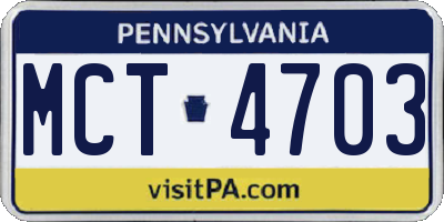 PA license plate MCT4703