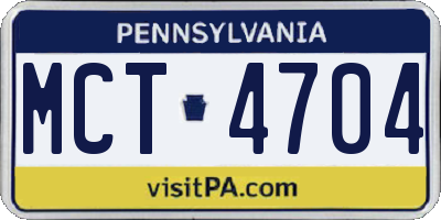 PA license plate MCT4704