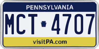 PA license plate MCT4707