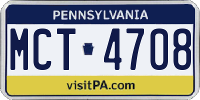 PA license plate MCT4708