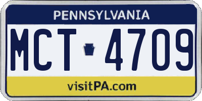 PA license plate MCT4709