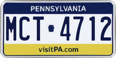 PA license plate MCT4712