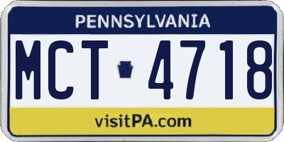 PA license plate MCT4718