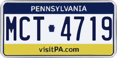 PA license plate MCT4719