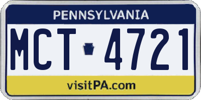 PA license plate MCT4721