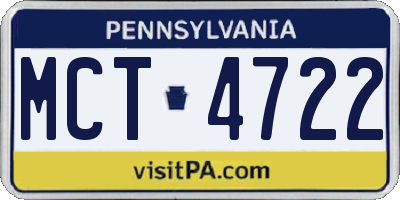 PA license plate MCT4722