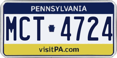 PA license plate MCT4724
