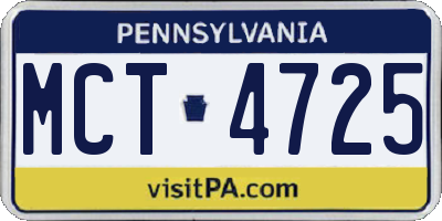 PA license plate MCT4725
