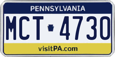 PA license plate MCT4730