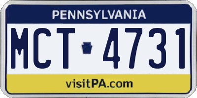 PA license plate MCT4731