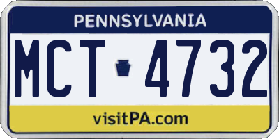 PA license plate MCT4732