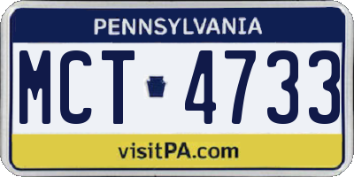 PA license plate MCT4733