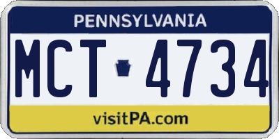 PA license plate MCT4734