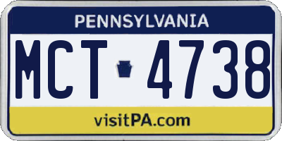 PA license plate MCT4738
