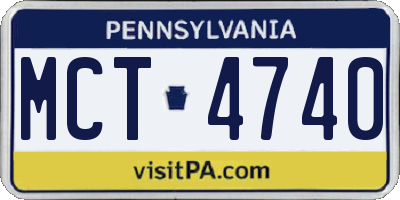 PA license plate MCT4740