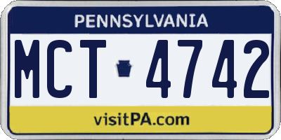 PA license plate MCT4742