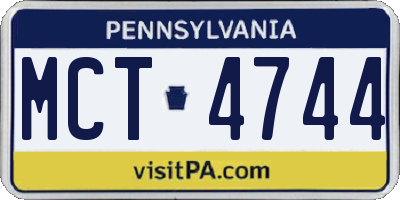PA license plate MCT4744