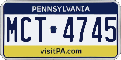 PA license plate MCT4745