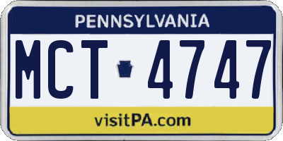 PA license plate MCT4747