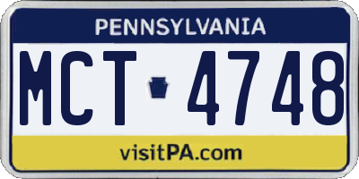 PA license plate MCT4748